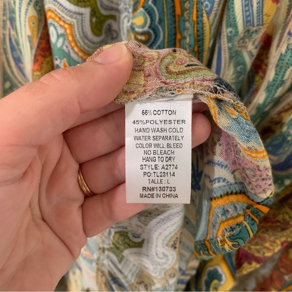 Umgee Women’s Boho Oversized Tunic Mini Dress Fall Flowy Peasant Sleeve Size L - Picture 7 of 12